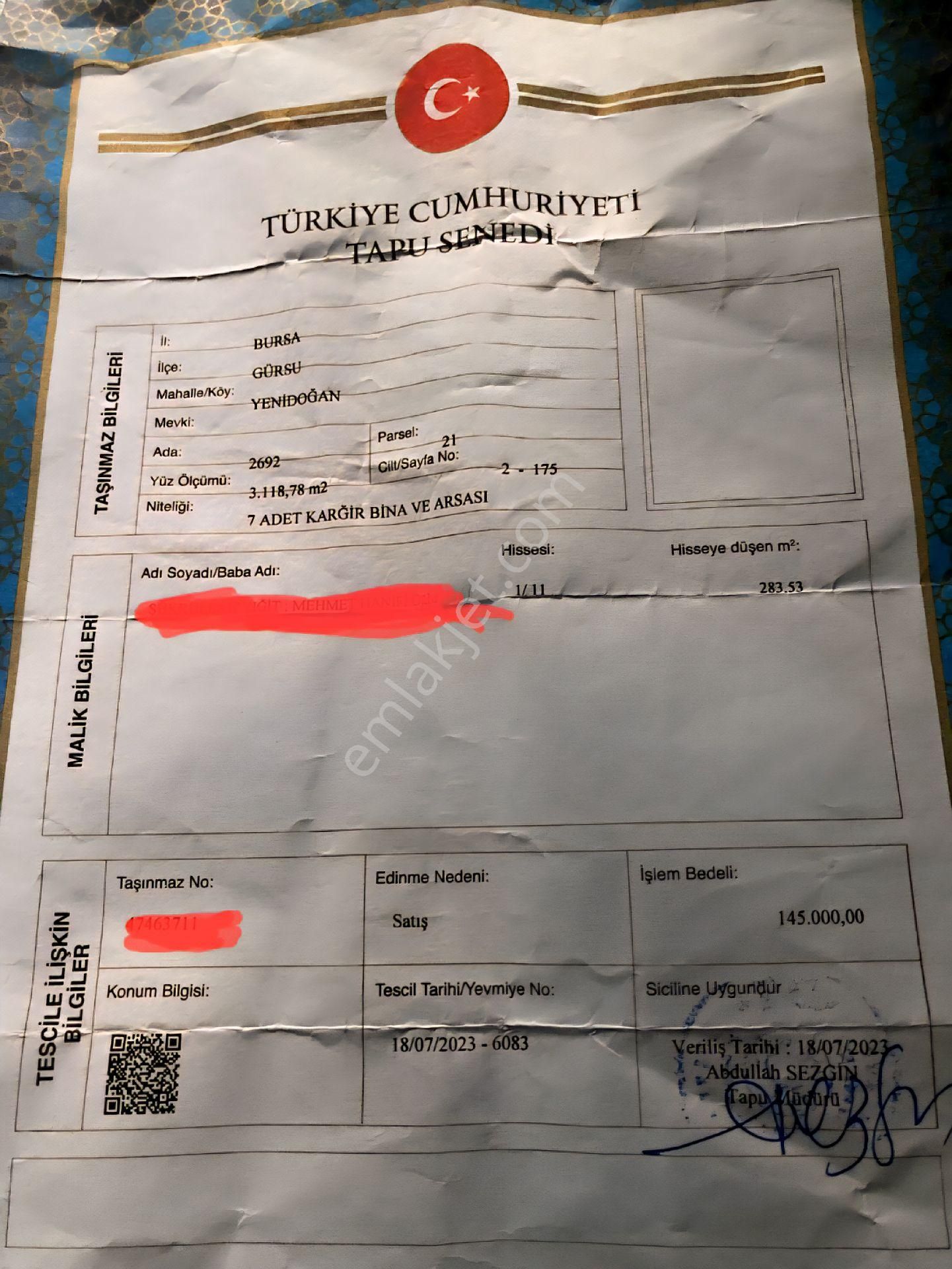 Bursa Gürsu Yenidoğan Satılık 283,58 M2 Arsa. - Görsel 3