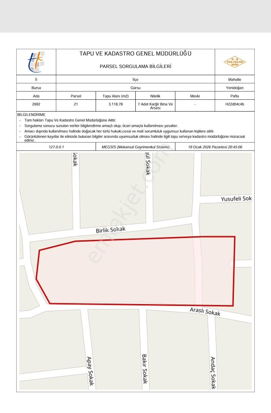 Bursa Gürsu Yenidoğan Satılık 283,58 M2 Arsa. - Görsel 6