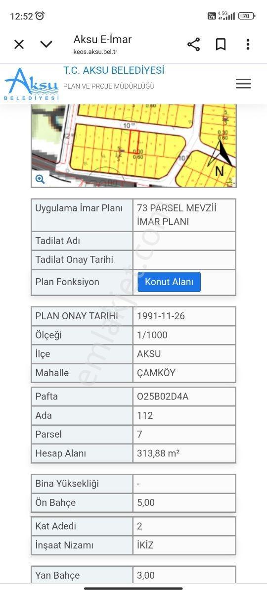 Aksu Pınarlı Anfaş Fuar Merkezine 2km İmarlı 314 M2 Villa Arsası - Görsel 17