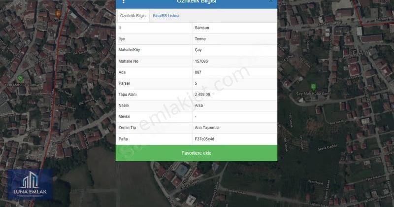 Luna'dan Terme Çay Mahallesi Caddeye Cephe Satılık Arsa - Görsel 2