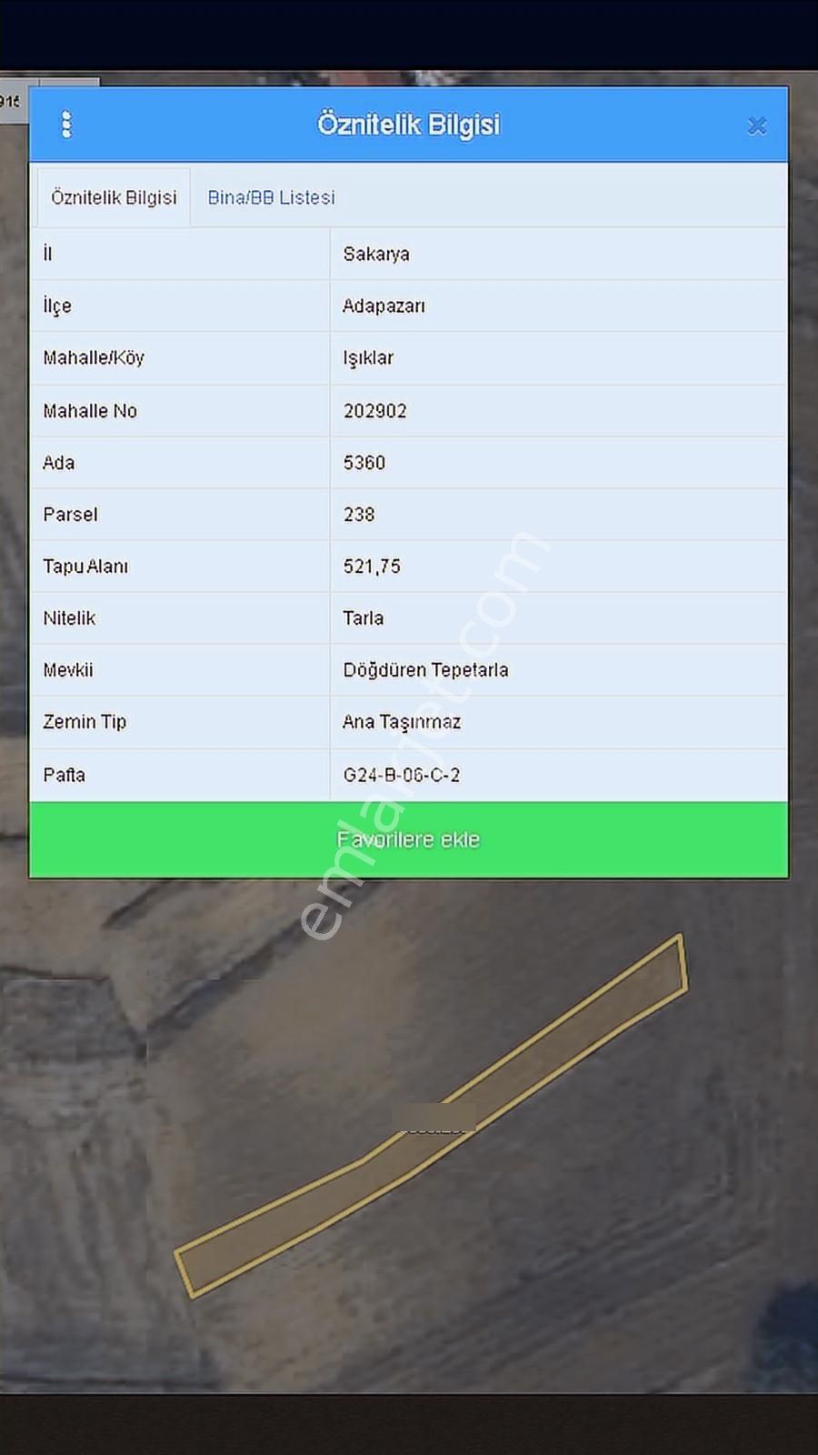 Adapazarı Işıklarda Satılık 521 M² Tarla Elektrik & Su 120 M - Görsel 2