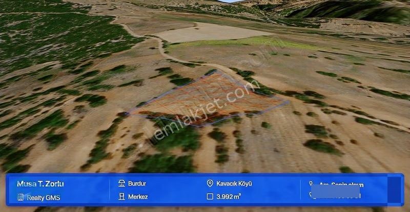 Burdur Merkez Kavacıkta 3992 M² Tarım Arazisi - Görsel 3