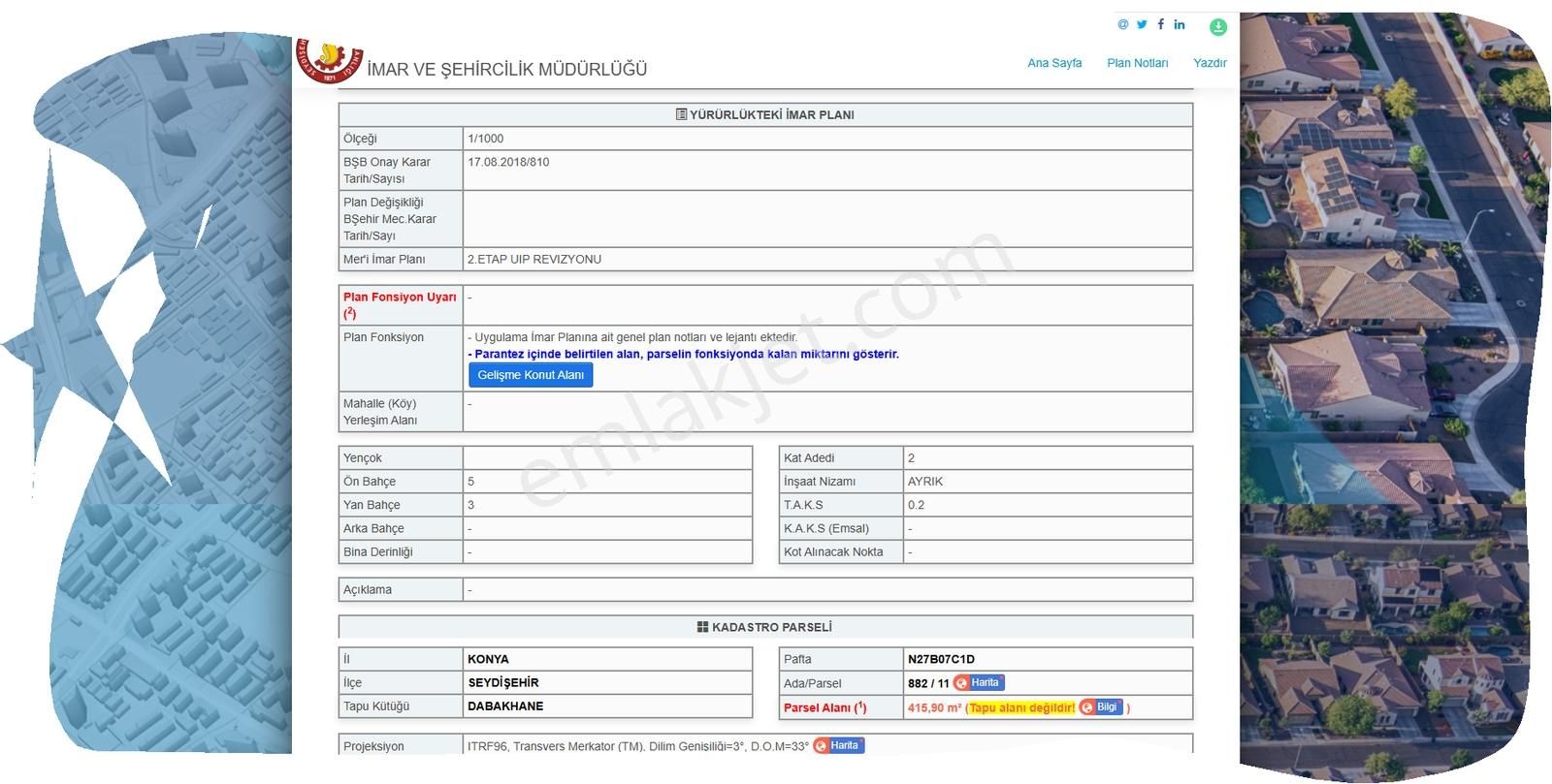 Özpınar ,dan Pınarbaşı 416 M2 Villa Arsası 2 Kat İmar % 20 İnş. - Görsel 7