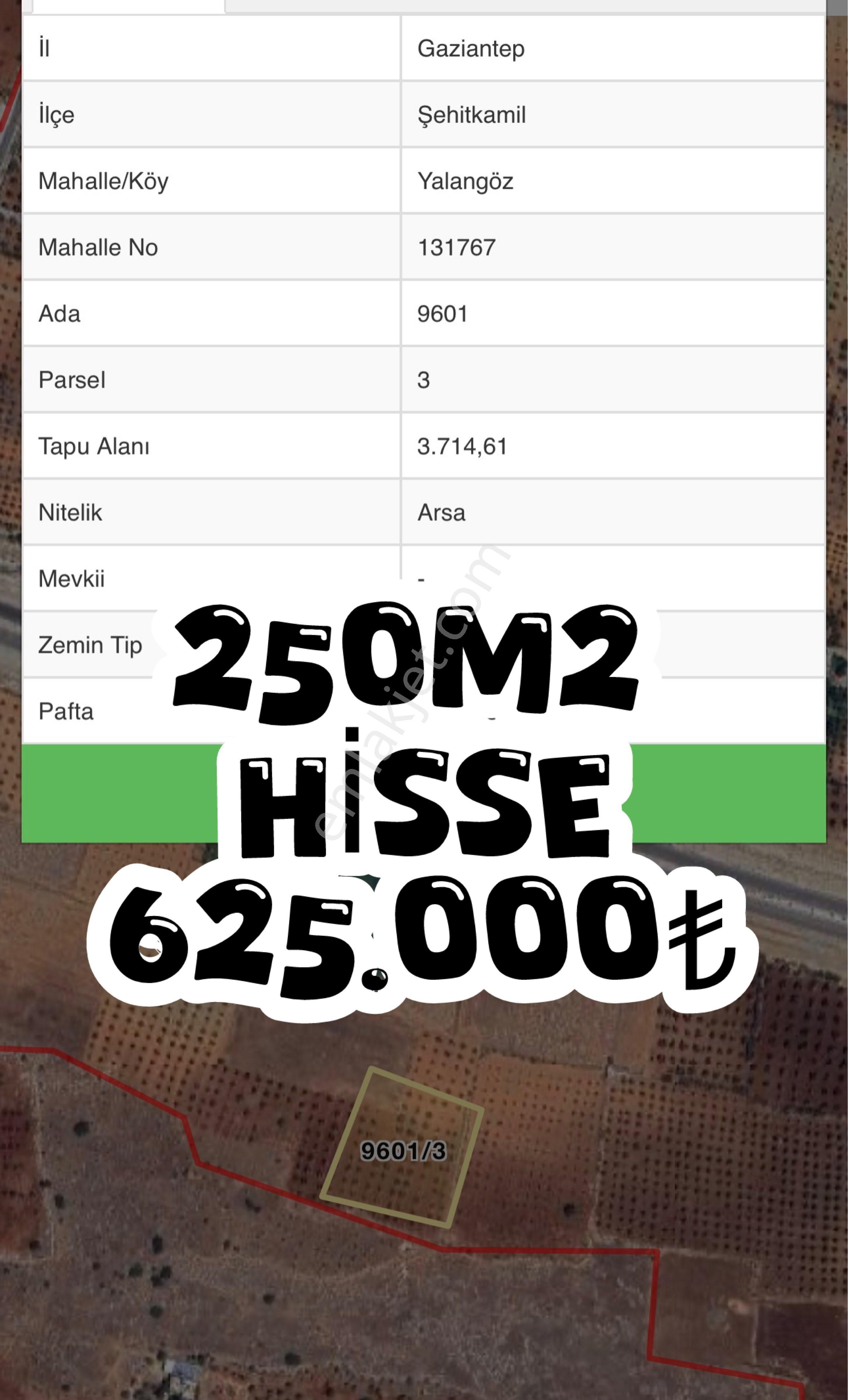 Yalangöz – 250 M² Hisse – 625.000 ₺satılık Arsa Hissesi