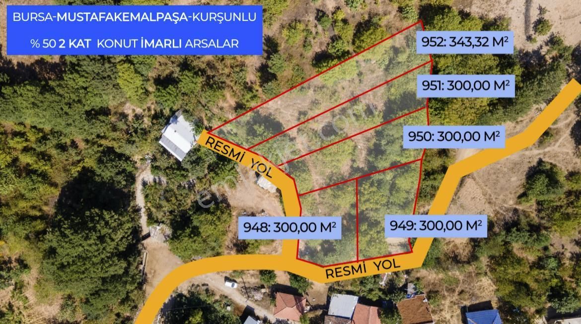 Bursa Mustafakemalpaşada Köyiçi 2 Kat Konut İmarlı 343 M2 Satılık Arsa