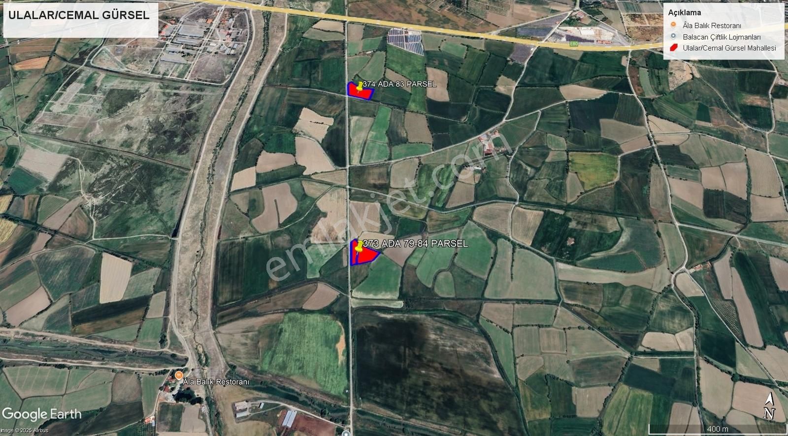 Remax Dem'den Ulalar'da Satılık 7418 M2 Sulu Tarla - Görsel 2