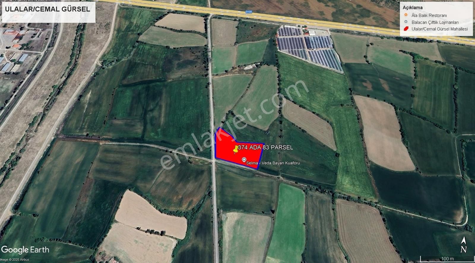 Remax Dem'den Ulalar'da Satılık 7418 M2 Sulu Tarla