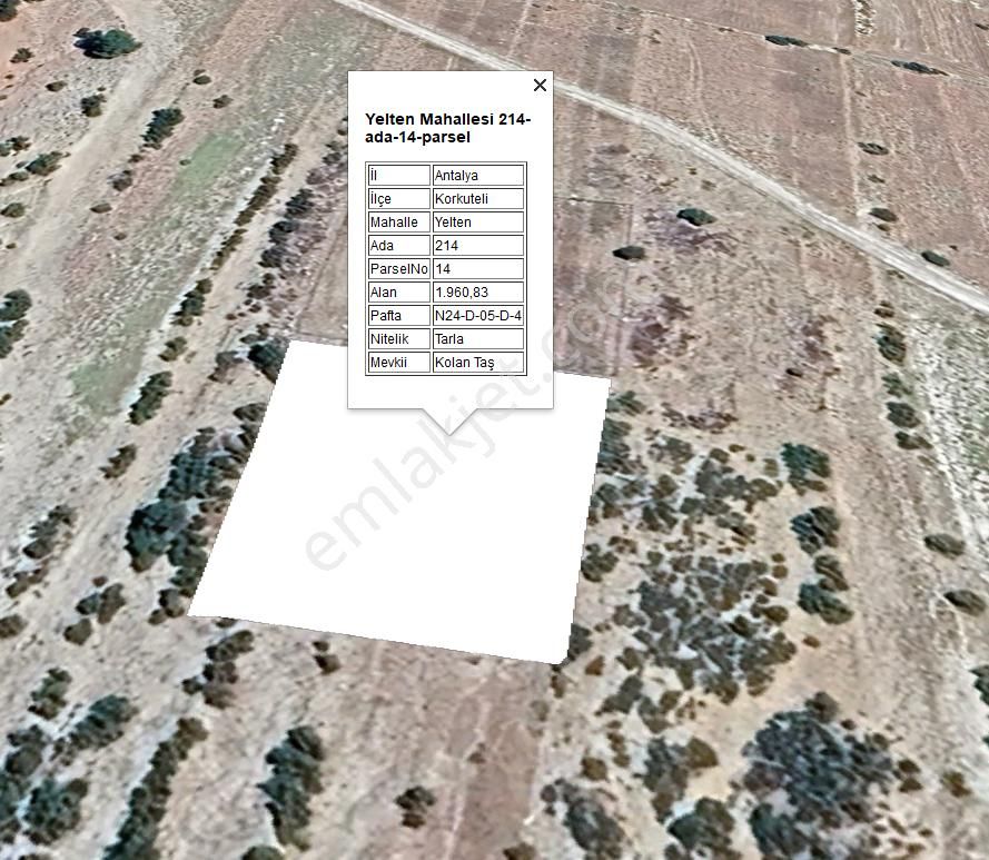 Korkuteli Yeltende 200 Binden Başlayan Uygun Fiyatlı Manzaralı Tarla Tapulu Araziler