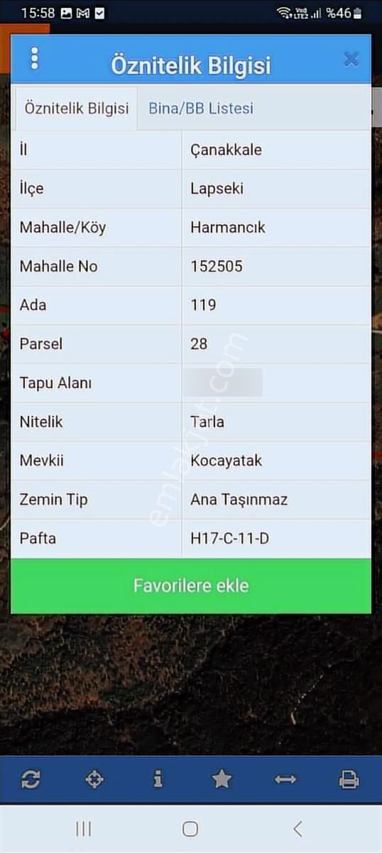 Çanakkale Lapseki Harmancık Köyü Satılık Arsa - Görsel 2