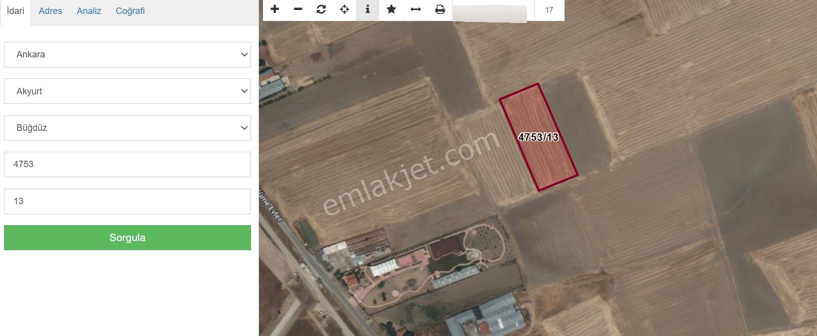 Akyurt Büğdüz Mahallesinde 6,167 M² Tek Tapu Satılık Tarla
