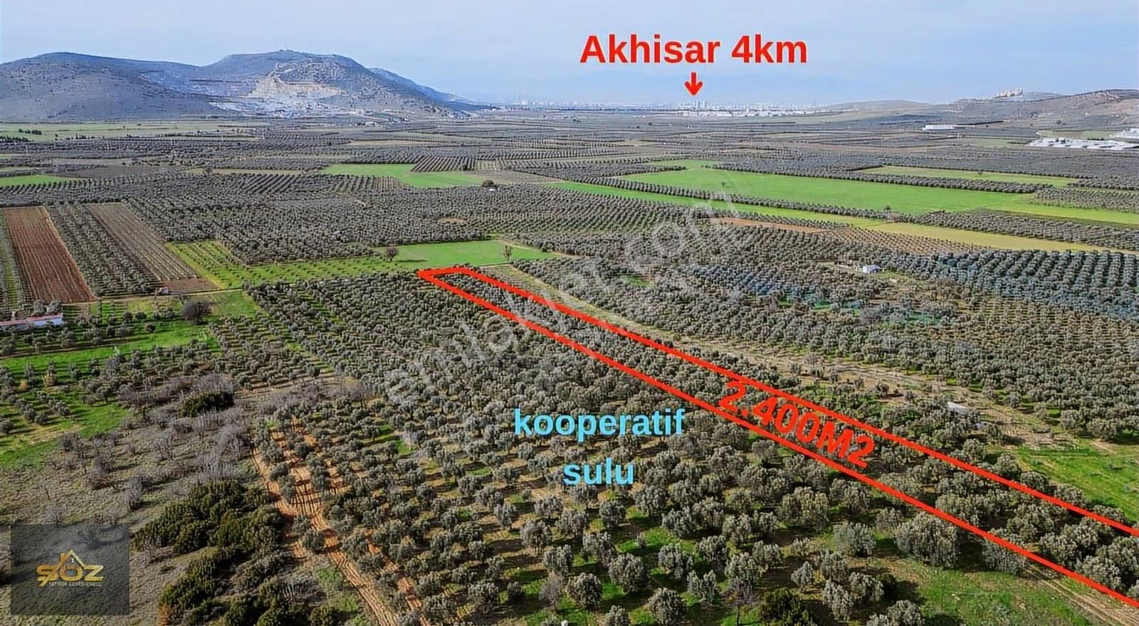 Kızlaralanı 2.400m2 Kooperatif Sulu-damlama Sistemi-yolu Var