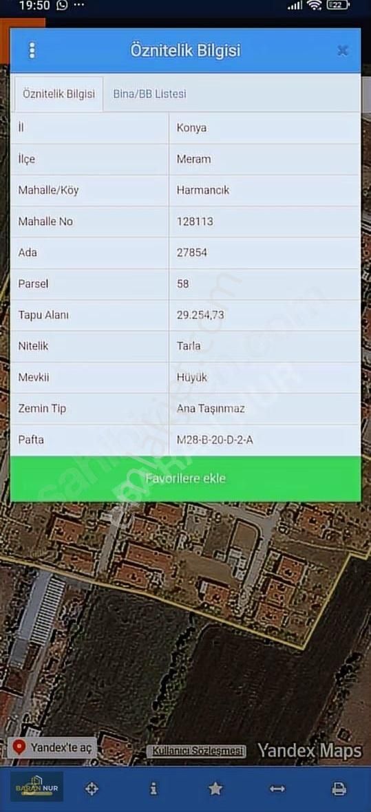 Meram Harmancık Da ( İmar ) Satılık Tarla...