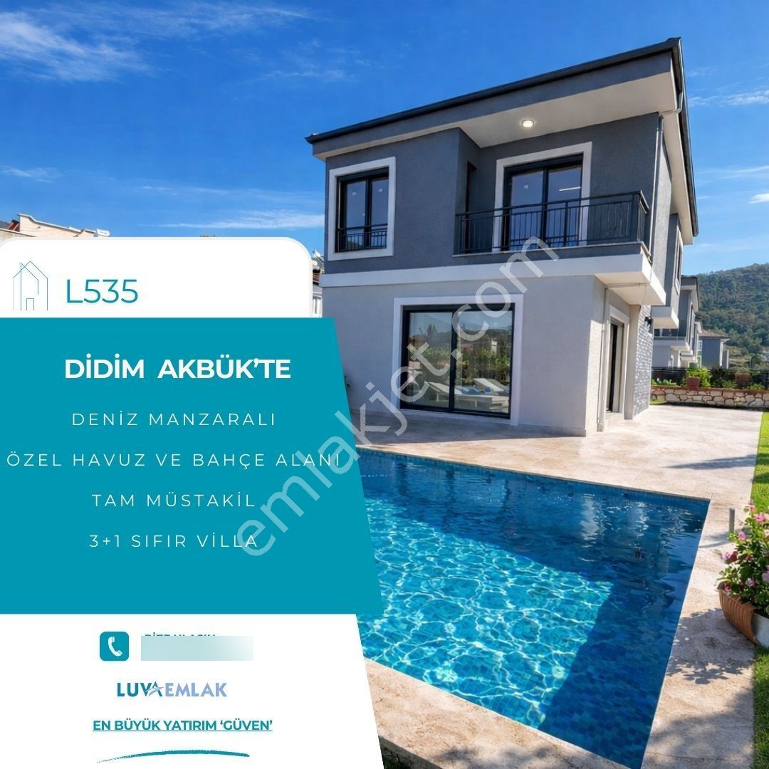 Didim Akbük'te Deniz Manzaralı Özel Havuzlu Tam Müstakil 3+1 Villa