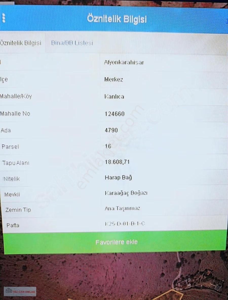 Afyon Tezcan Emlaktan Kanlıca Mahallesinde 3100 M2 Arsa