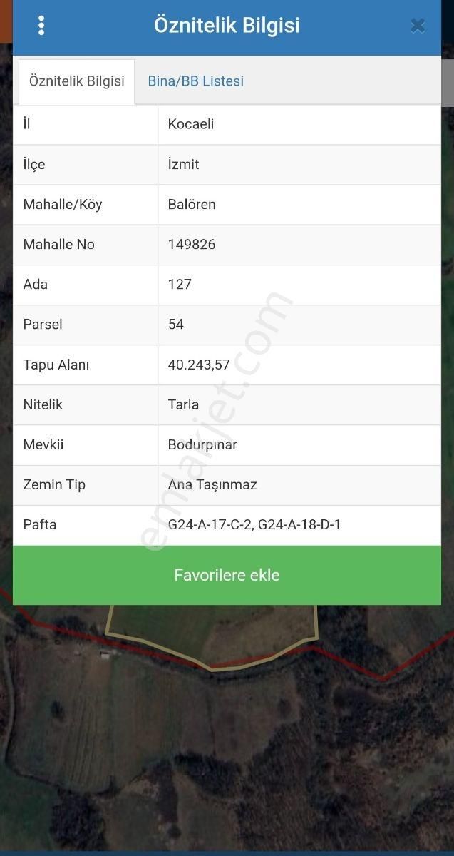 Kupon Yatırım Kocaeli İzmit Balören'de 13.000m2 Satılık Tarla - Görsel 2