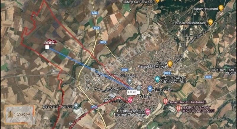 Tekirdağ Saray Kemalpaşa 400m2 Çaplı Satılık Tarla - Görsel 8