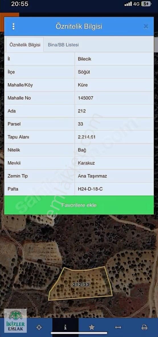 Bilecik Söğüt Küre Köyünde Satılık Bağ !!! - Görsel 2