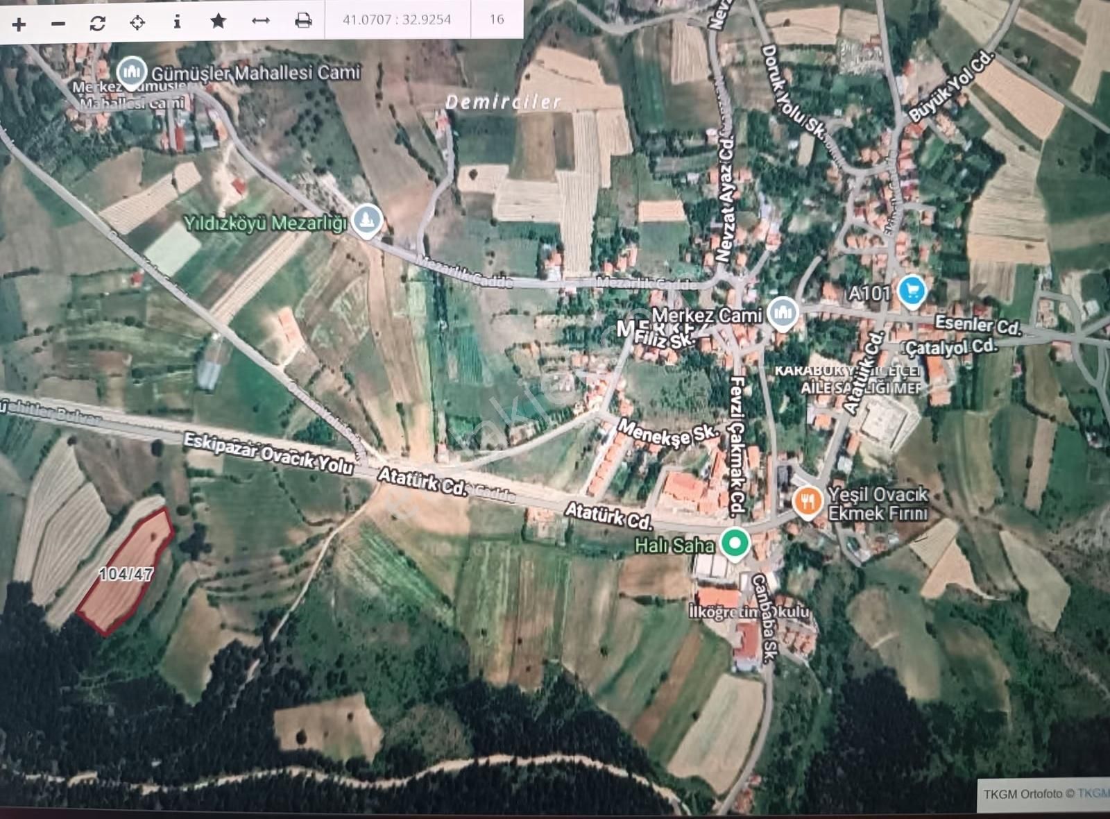 Karabük Ovacık Merkezde Satılık 9323 M2 Tarla