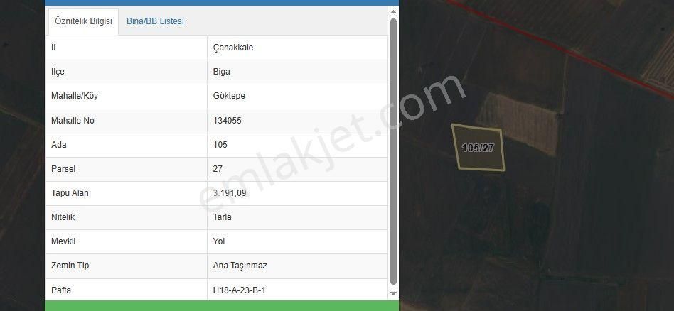 Çanakkale Biga Göktepe Köyünde Satılık 3191 M2 Tarla - Görsel 4