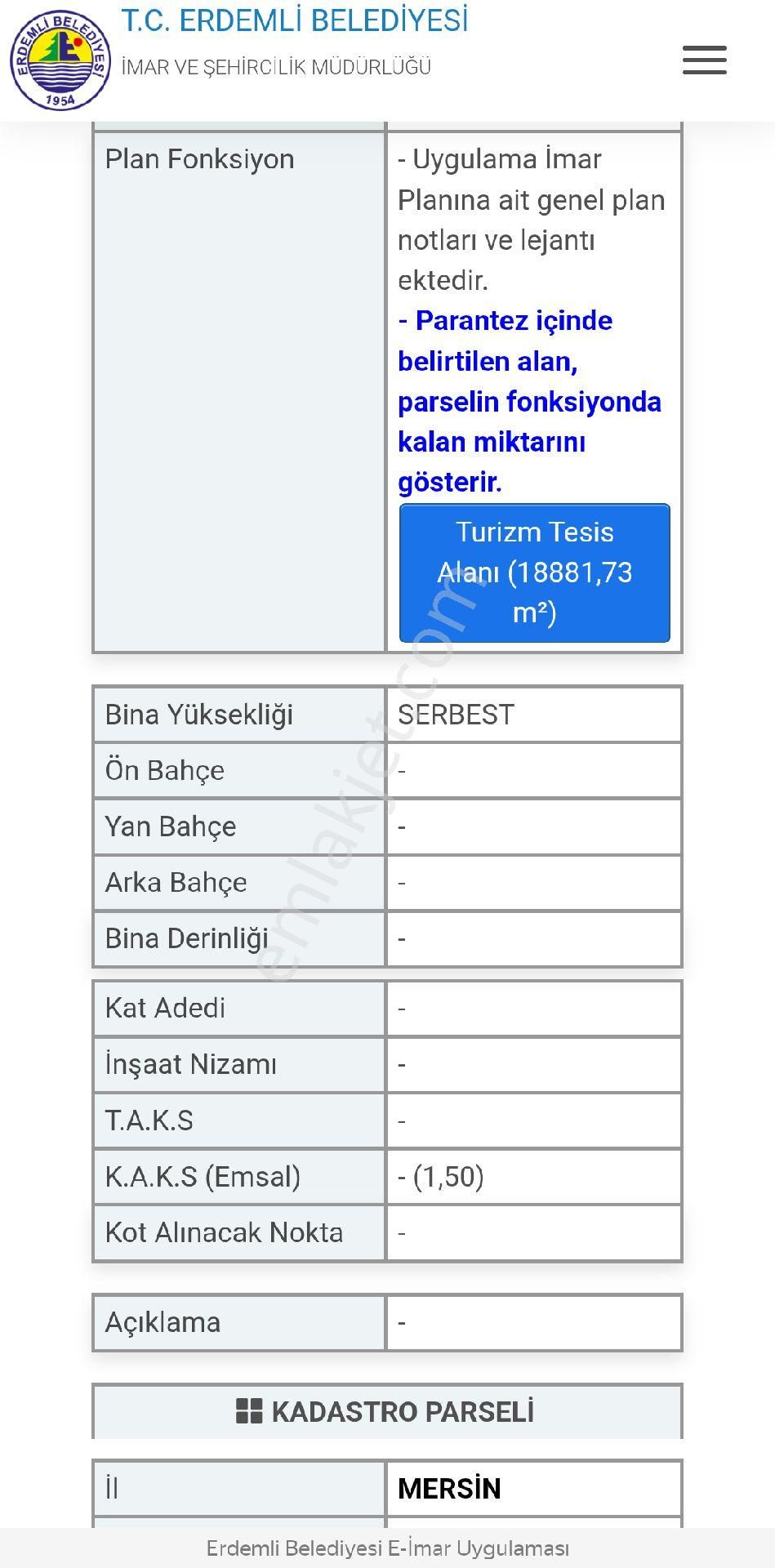 Mersin Erdemli Tırtar'da Satılık Turizm Alanlı Arsa - Görsel 10