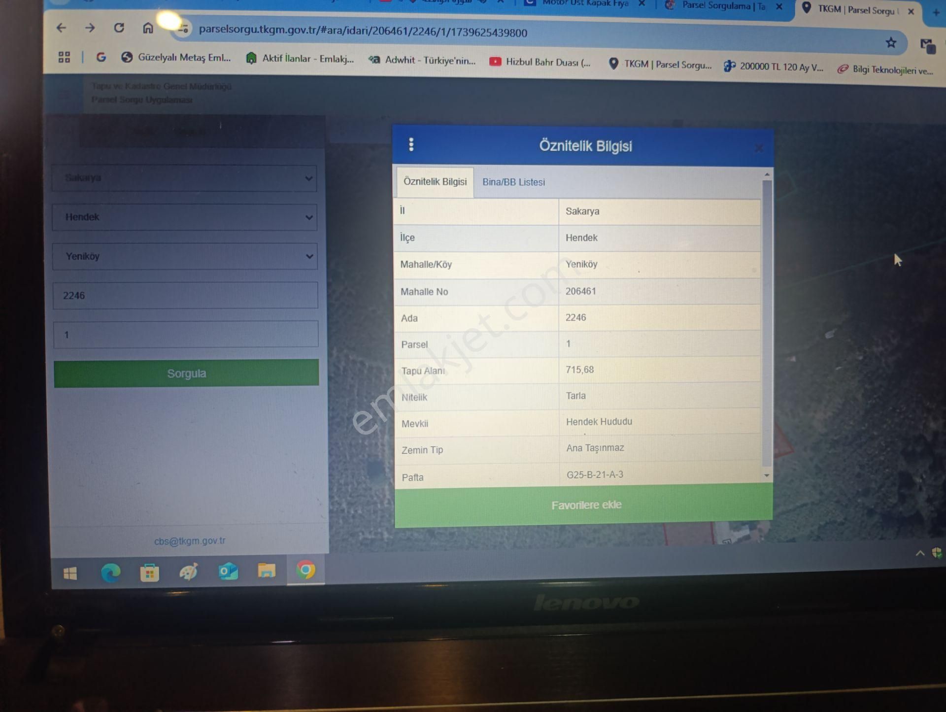 Sakarya Hendek Yeniköyde Satılık İmara Sınır 715m2 Tarla - Görsel 3