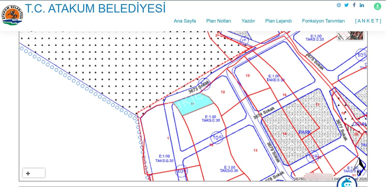 Atakum Alanlı'da Plan İçinde 2607 M2 Satılık Hisse