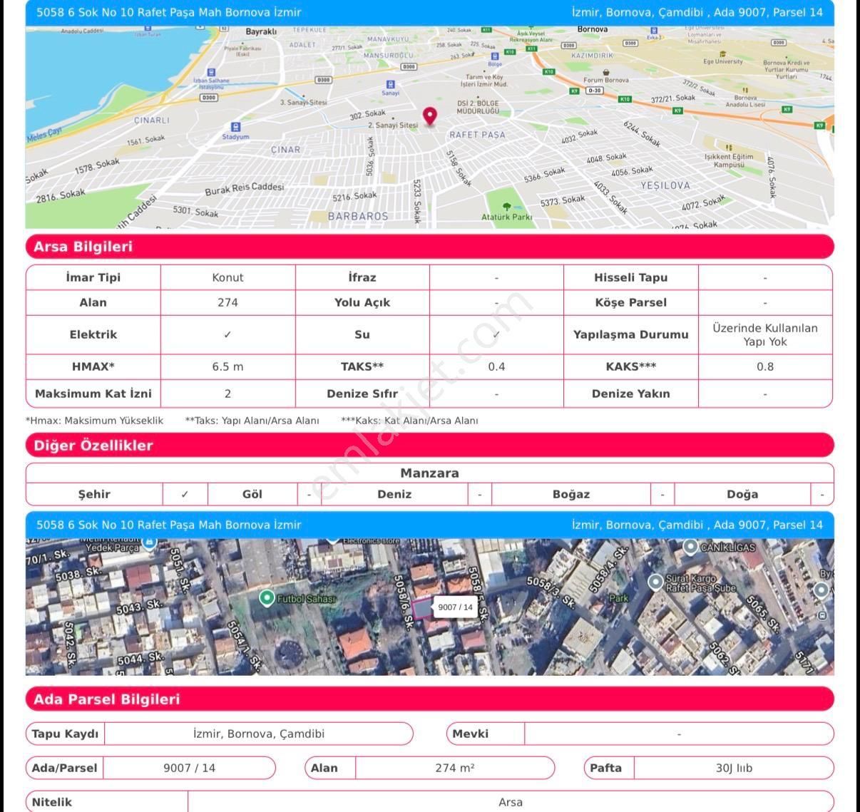 Bornova Rafet Paşada Sahibinden Satılık 274 M² İmarlı Arsa - Görsel 8