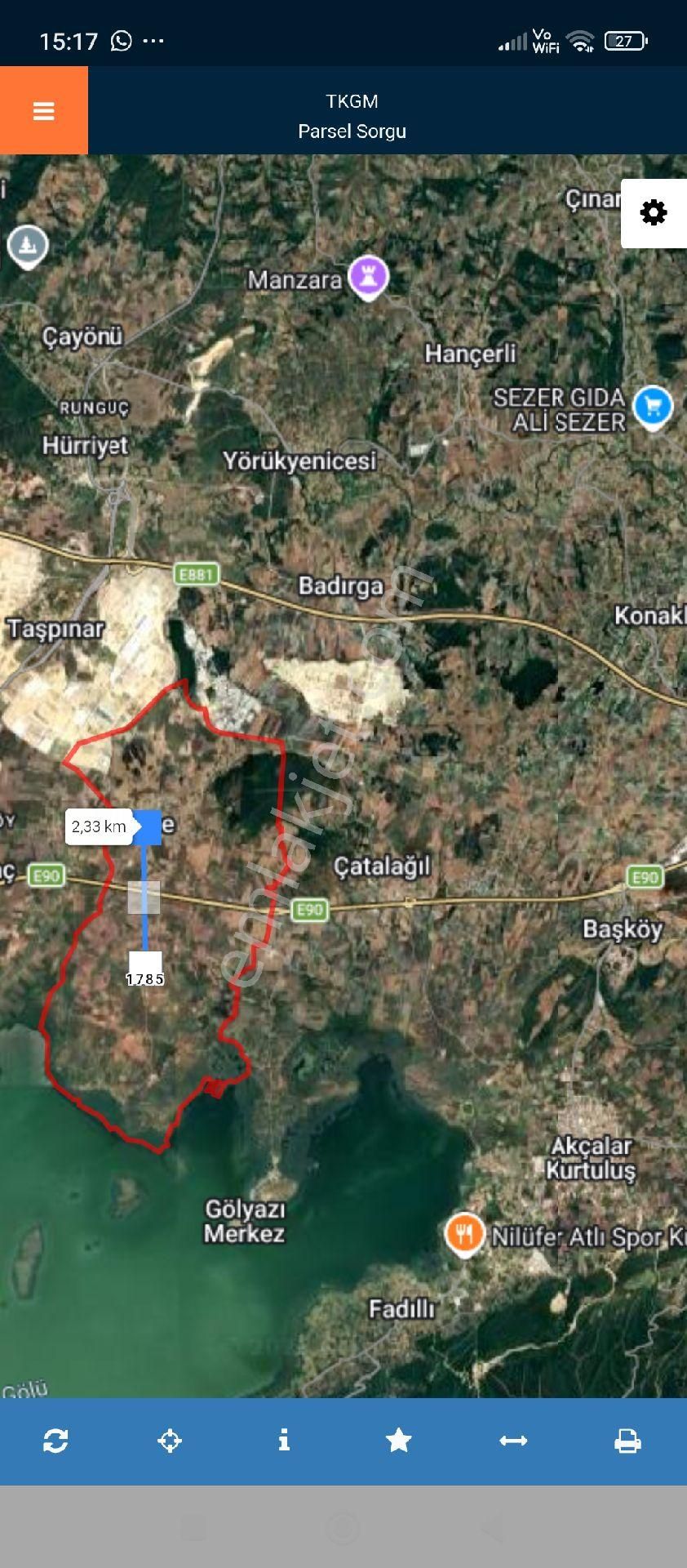 Göl Manzaralı İkizce Mahallesi Satılık 4.550 Mt2 Tarla