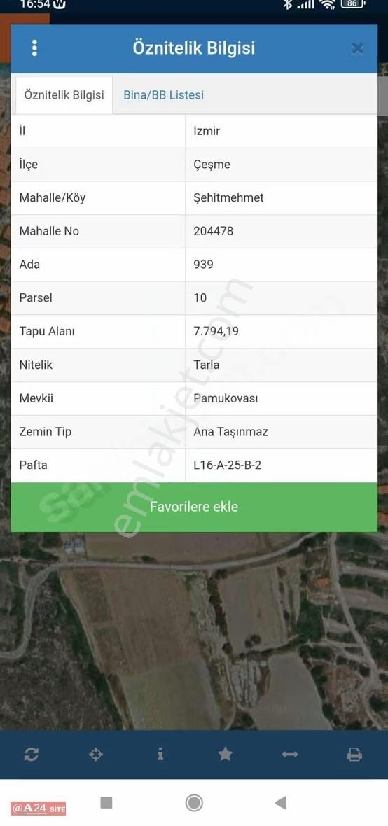 Çeşme Şehit Mehmette Yatırımlık Arsa