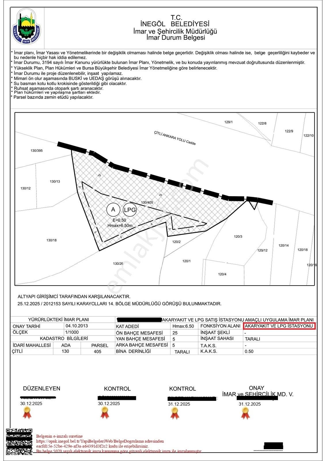 İnegöl / Eskişehir Otoyolunda İmarlı Petrol İstasyonu Arsası - Görsel 7