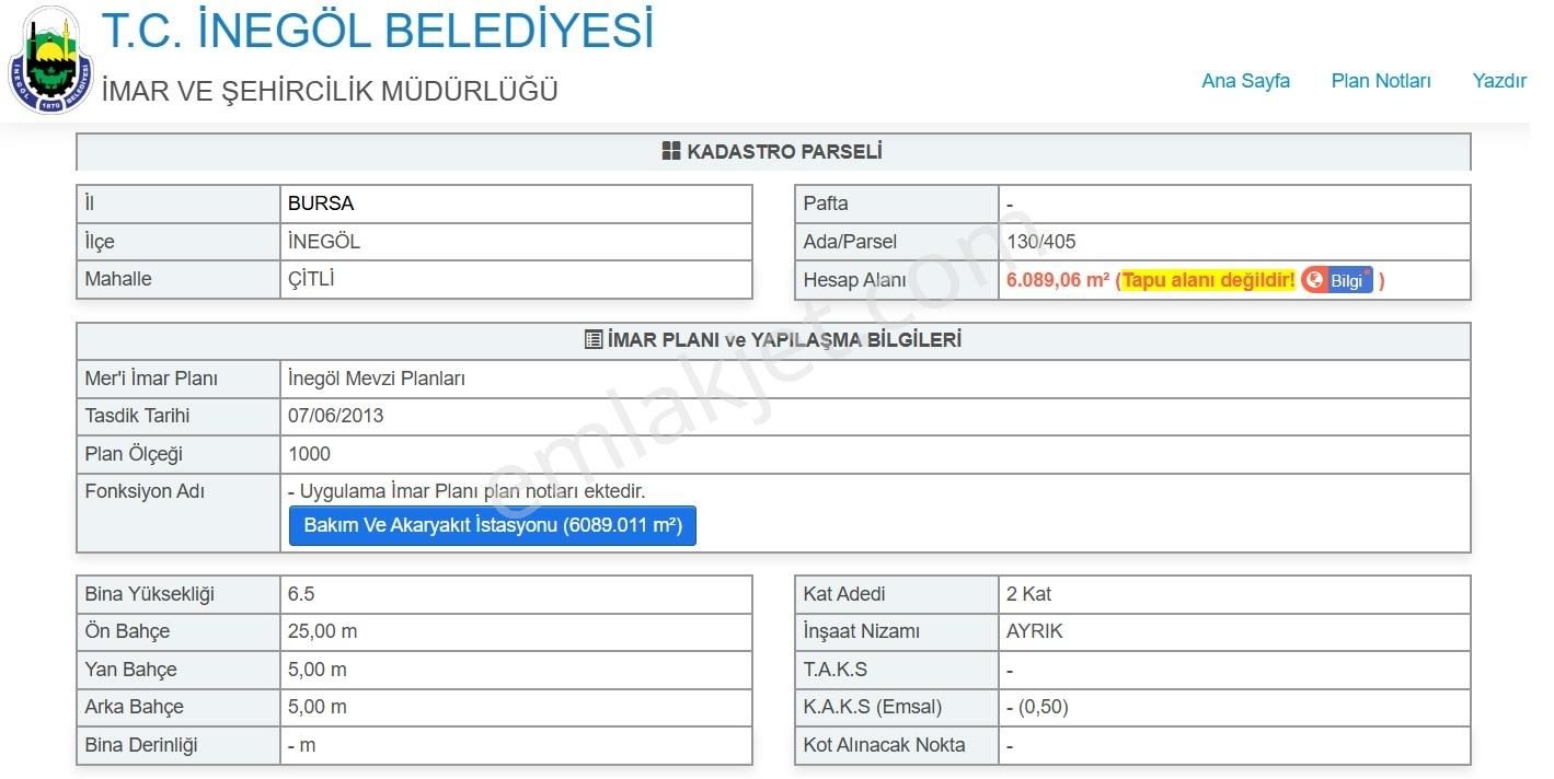 İnegöl / Eskişehir Otoyolunda İmarlı Petrol İstasyonu Arsası - Görsel 4