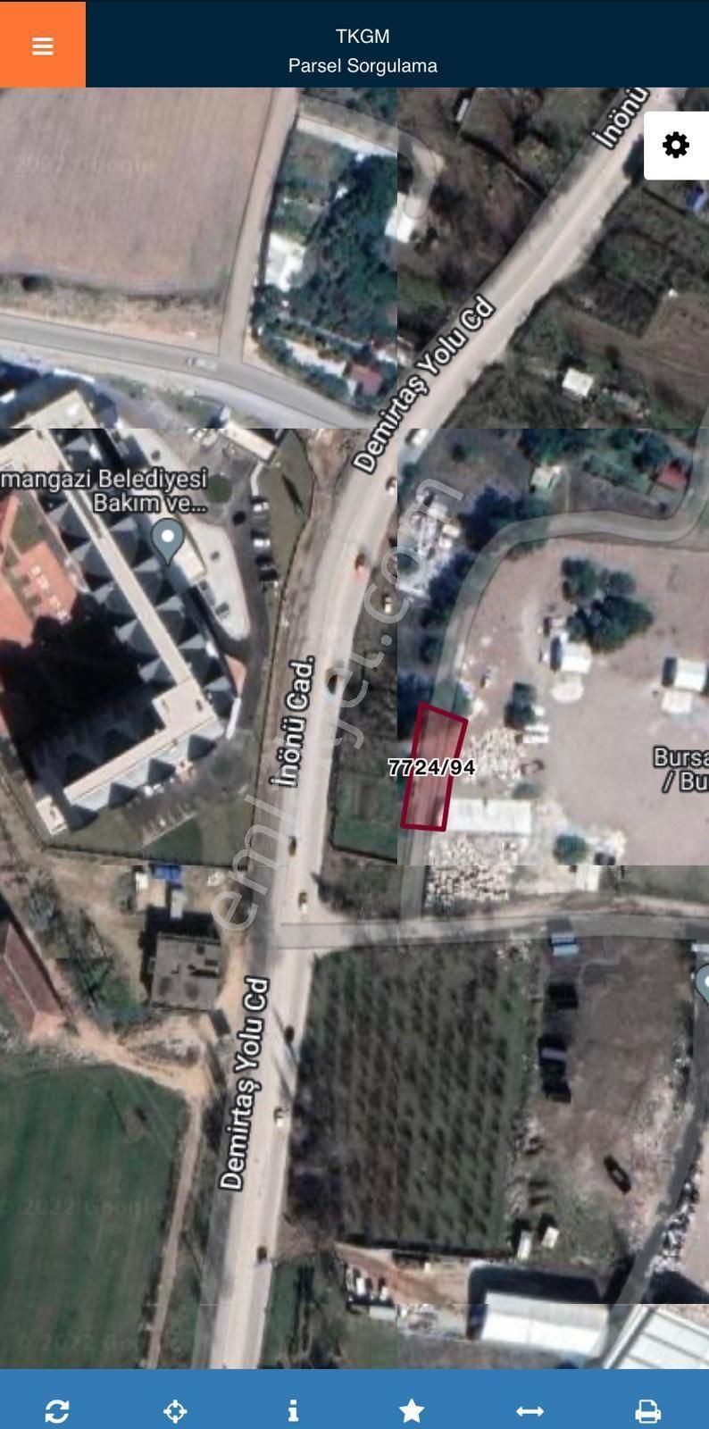 Bursa Osmangazi Demirtaş Yolu Üzeri Satılık Tarla