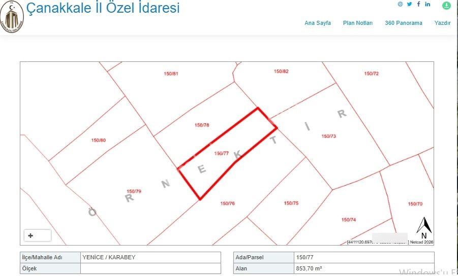 Ekşioğlu Gyd'den Karabey Köyü 855m2 Yola 2.parsel Satılık Tarla