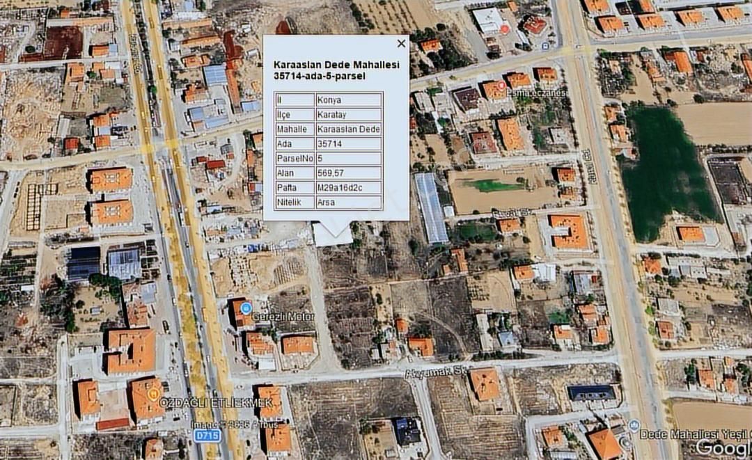 Karatay Karaaslanda İmarlı 569 M2 İmarlı Arsa