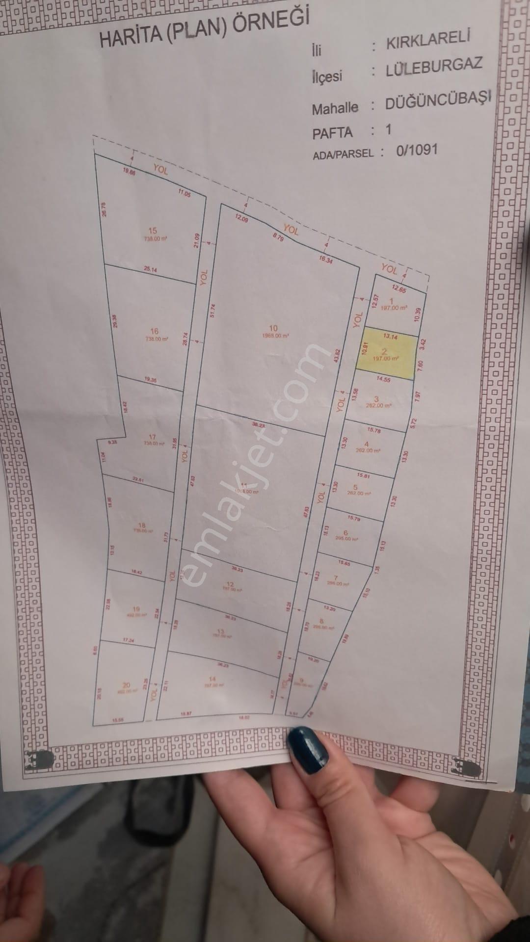 Lüleburgaz Düğüncübaşı Köyünde Satılık Köy İçi 197 Metre Arsa Çaplı Muvafakatlı - Görsel 3