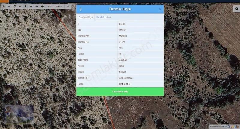 Doğacity'den Satılık Bilecik İnhisar Muratça'da 2.885 M2 Tarla - Görsel 7