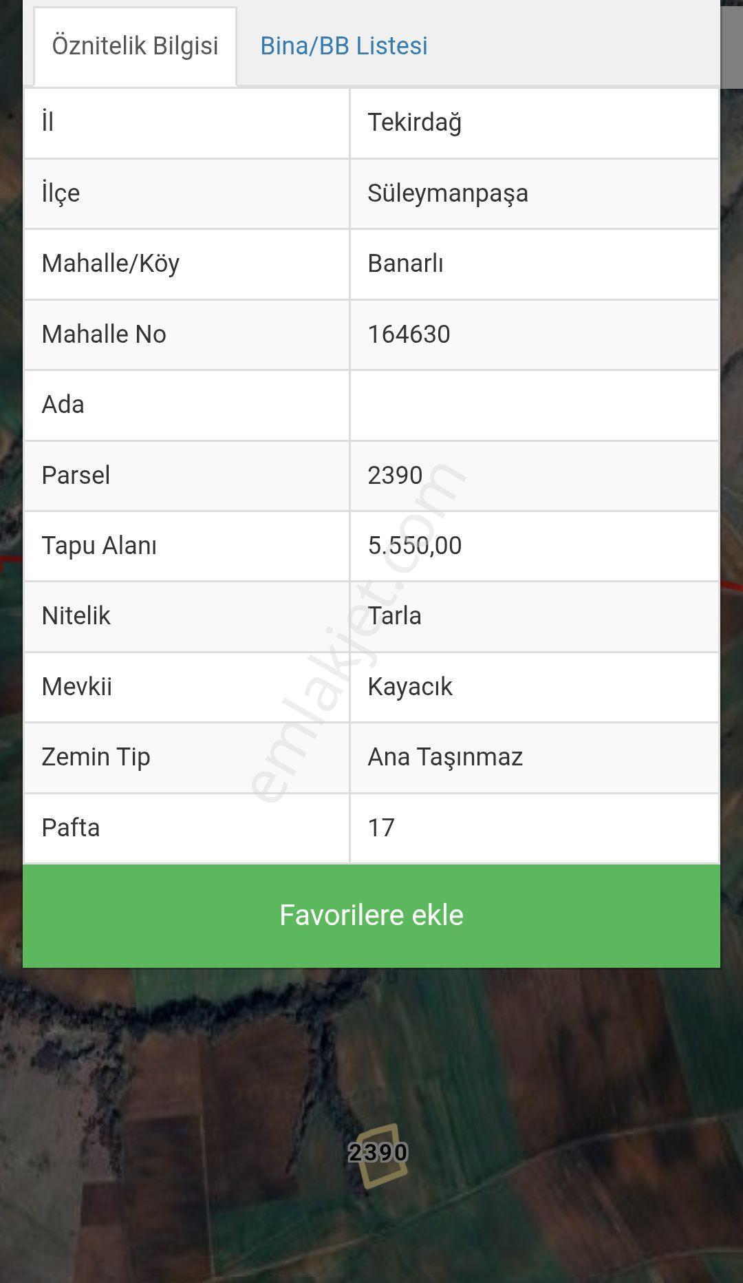 Tekirdağ Süleymanpaşa Banarlı Mhde Satılık 5550 M2 Tarla - Görsel 3