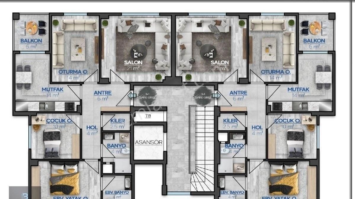 Topraktan Satılık 3+1 Lüx Daireler - Görsel 3