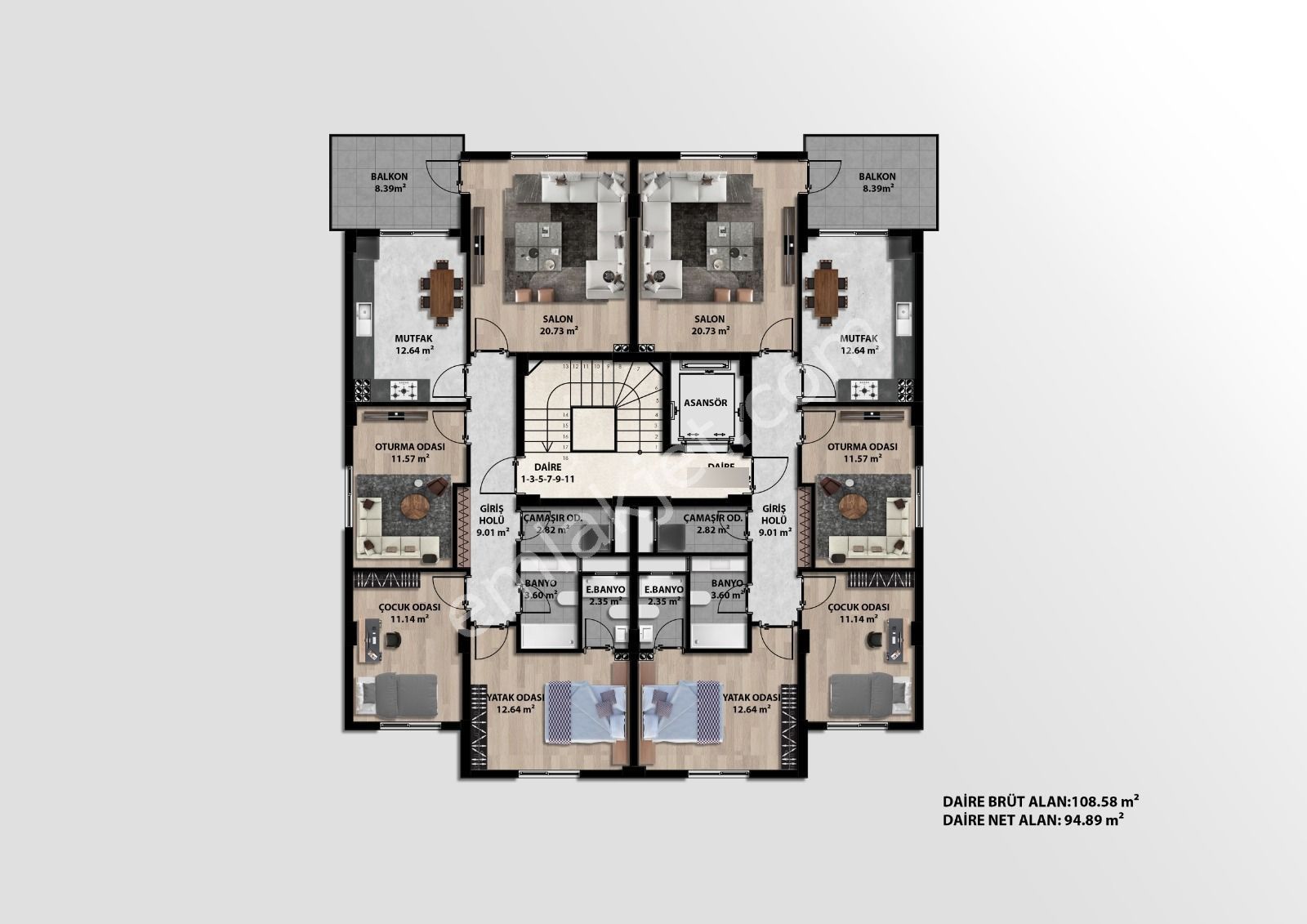 Denizli Çakmak Ta 3+1 Ebeveyn Banyolu Panjurlu Lansmana Özel Fiyatlarla Satılık Lüks Daire - Görsel 4