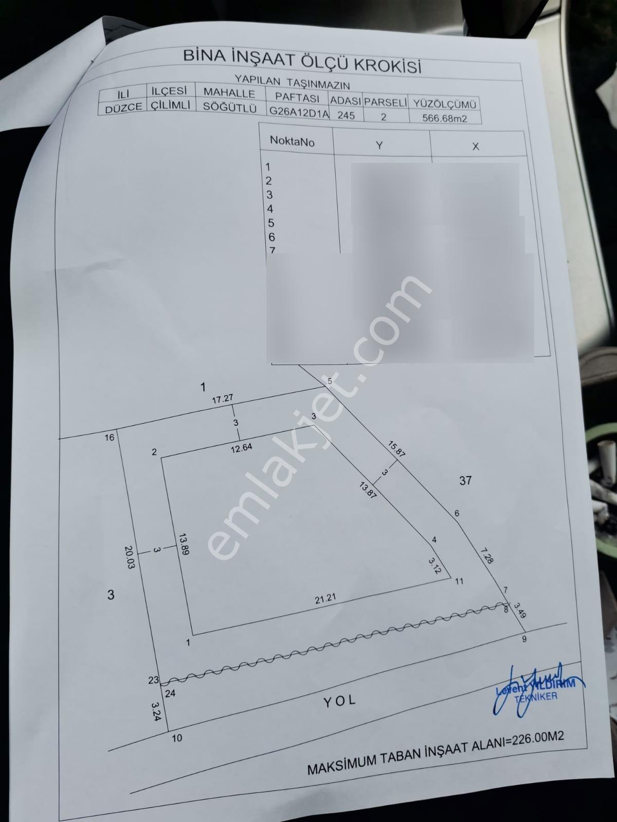 Çilimli Söğütlü Mahallesinde Satılık Müstakil Parsel Arsa