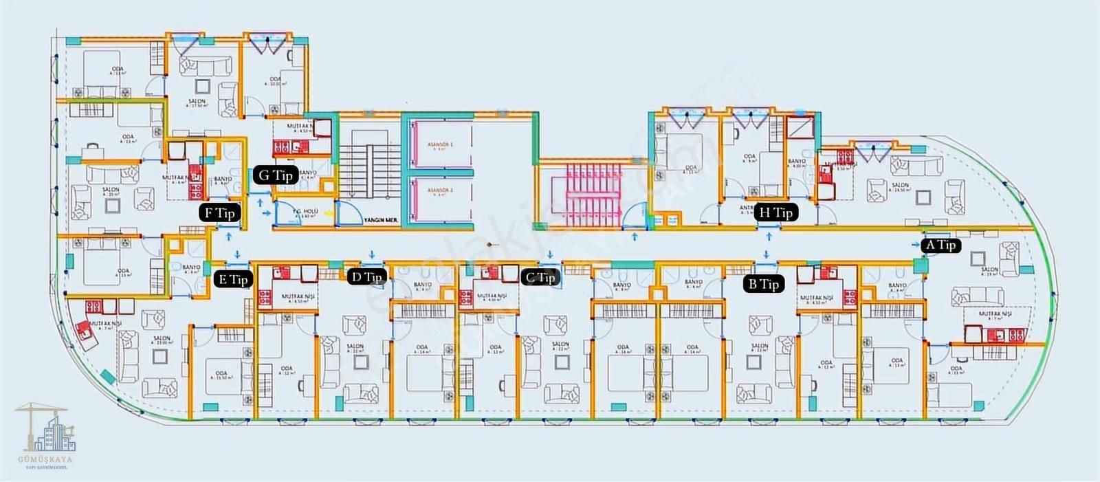 Sesport Rezidans / 2+1 65 M² / Ön Ve Yan Cephe / Daire Ofis - Görsel 6