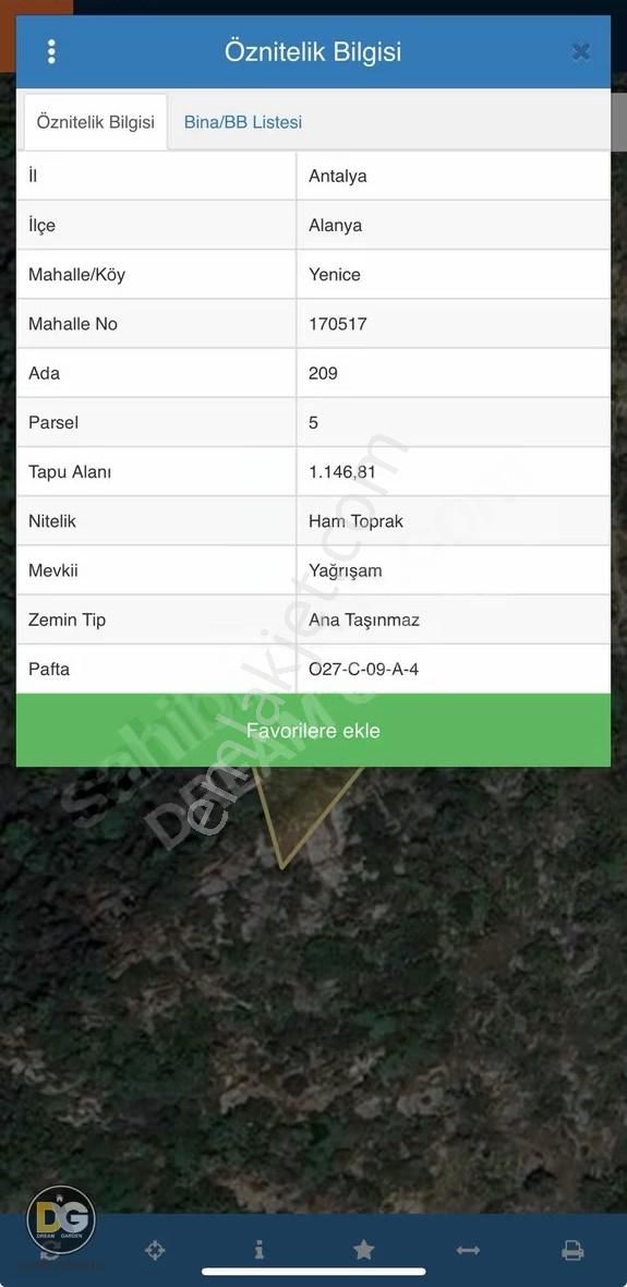 Antalya Alanya Yenice Mahallesinde Satılık Tarla