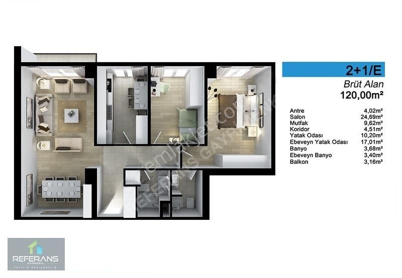 *nlogo* Kapalı Mutfak-ebeveyn Banyolu-balkonlu 2+1 N Logo - Görsel 5