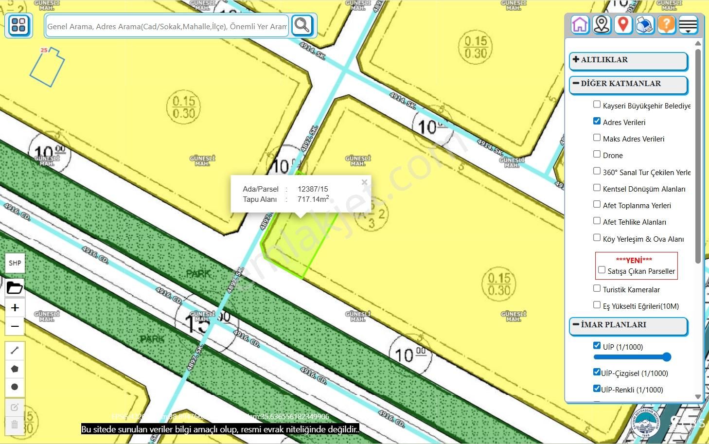 Güneşli"de Köşe Parsel 717 Mt2 Temiz