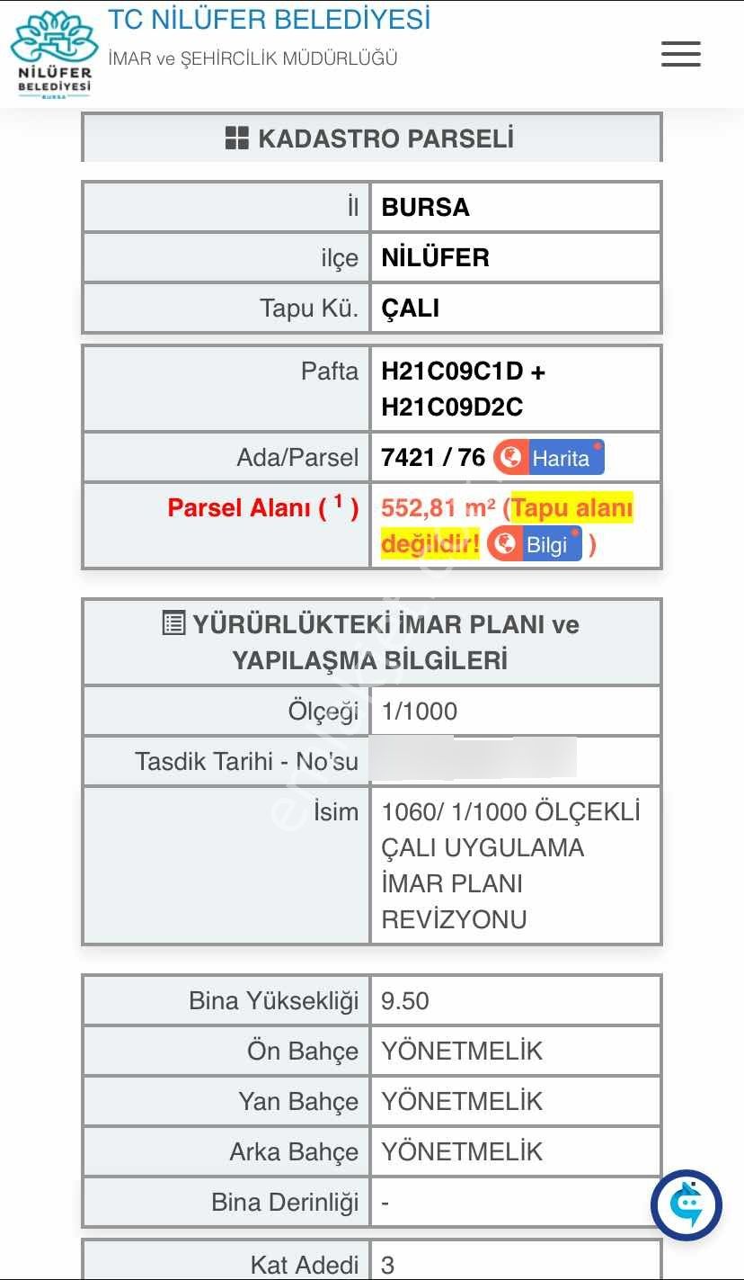 Nilüfer Çalı Tam Yatırımlık 160 M2 İmarlı Arsa Hissesi - Görsel 2