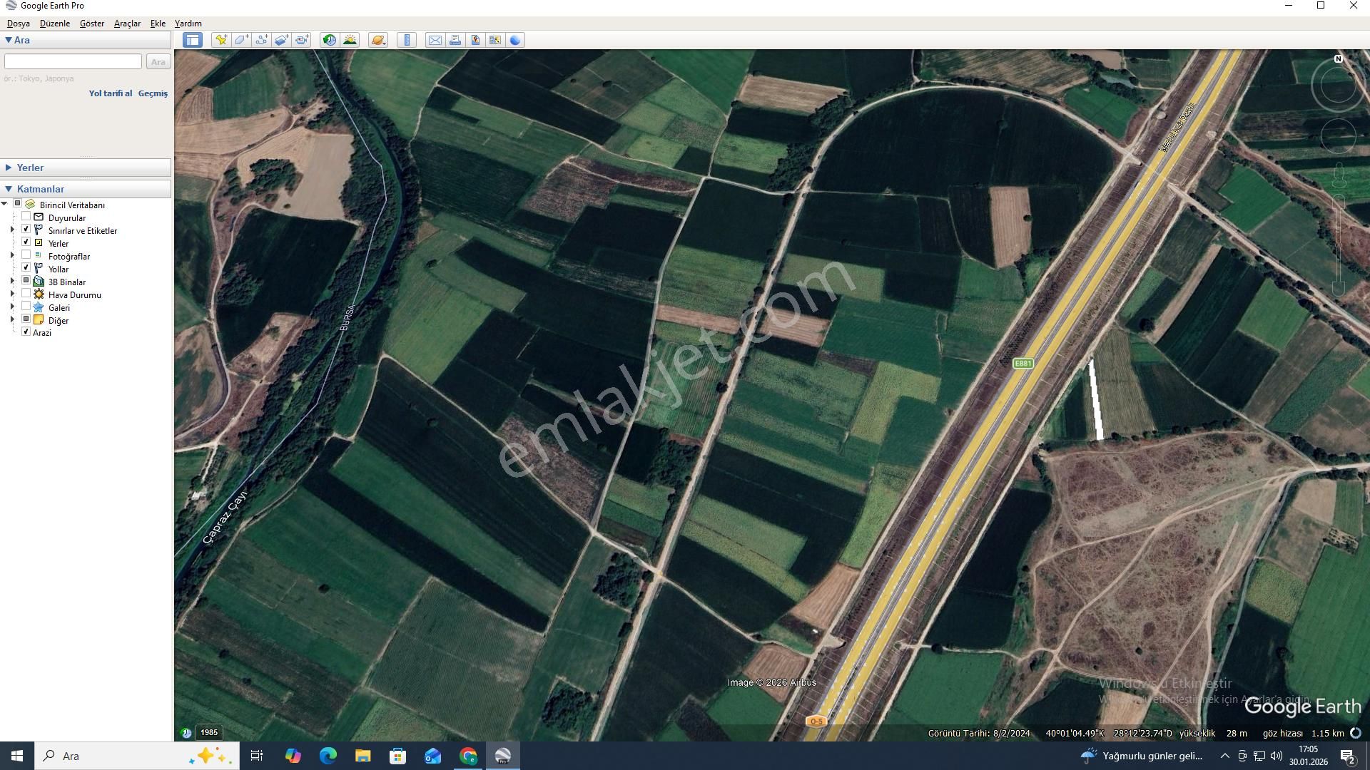 Bursa Mustafakelpaşa Da Otobana Cephe 775m2 Tarla - Görsel 4