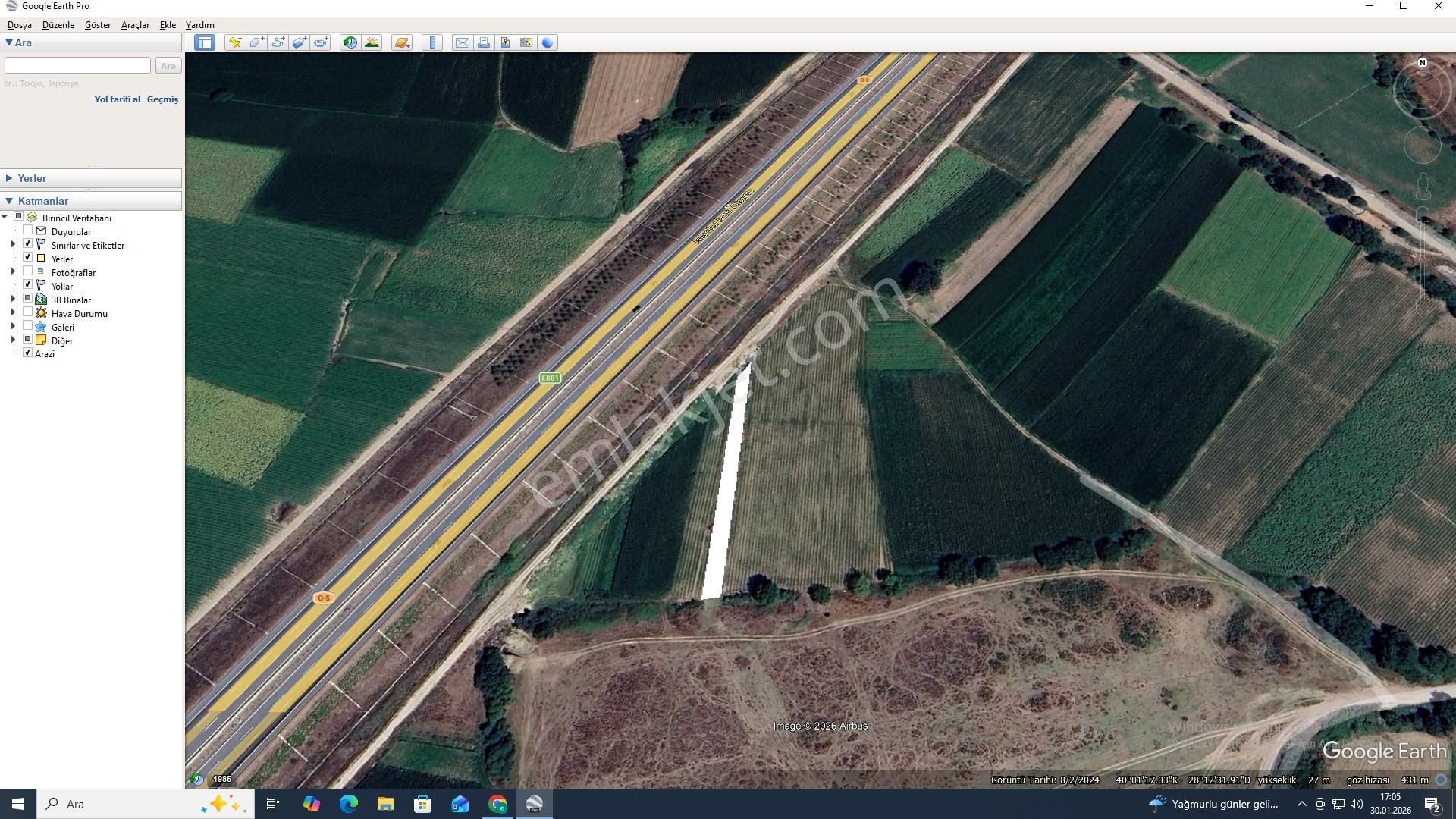 Bursa Mustafakelpaşa Da Otobana Cephe 775m2 Tarla