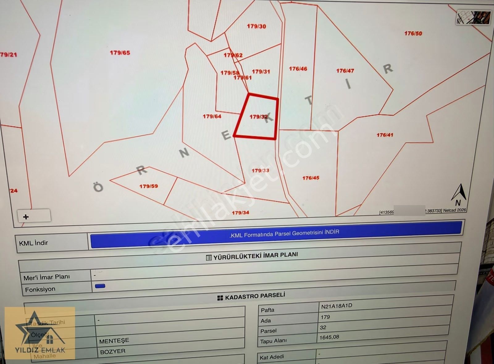 Muğla Bozyerde Yatırımlık 1645 M² Tarla - Görsel 2