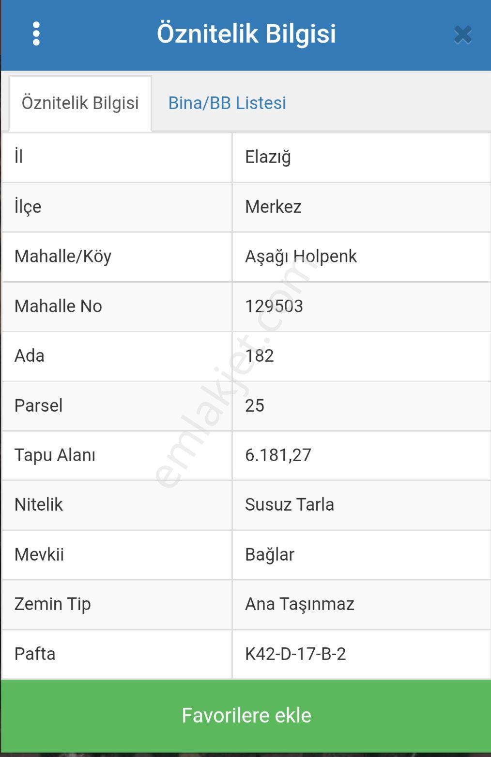 Turanlar Gayrimenkul'den Elazığ Aşagıdemirtaşta Satılık Tarla