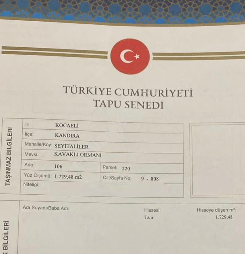 Kandıra Seyyitaliler'de 1.729m2 Resmi Yolu Müstakil Tapulu Arazi - Görsel 3